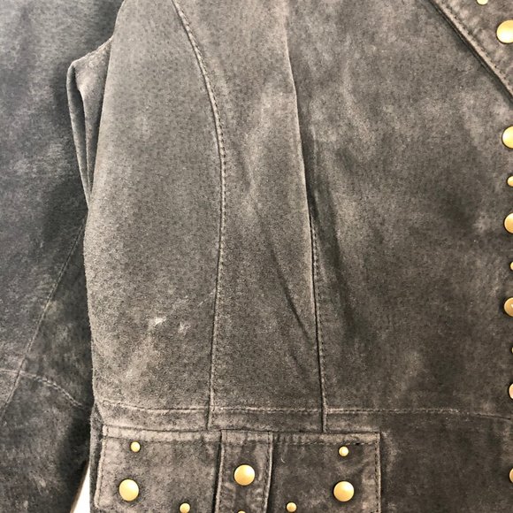 Bernardo Brown Genuine Leather Studded Jacket - Picture 5 of 7